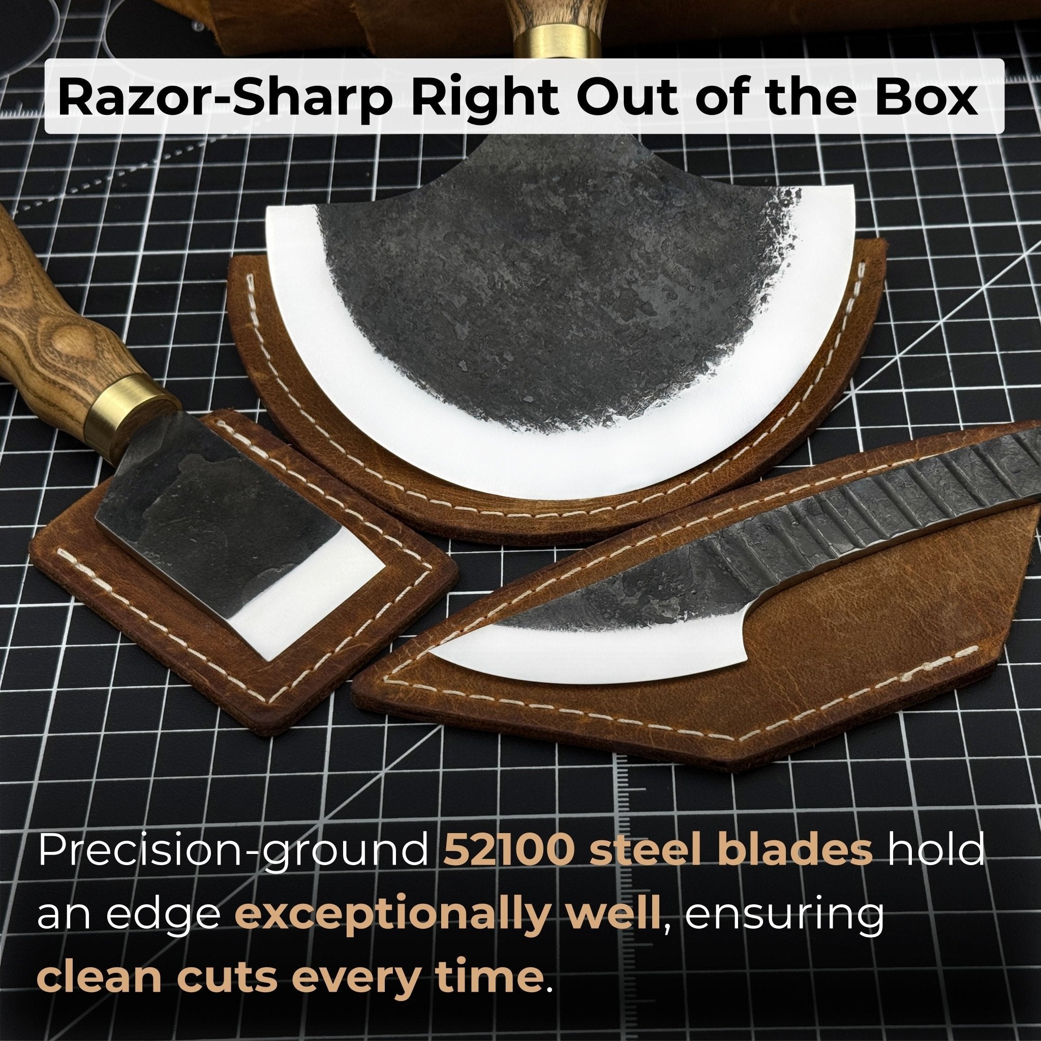 3-Piece Leatherworking Knife Set with Leather Sheaths