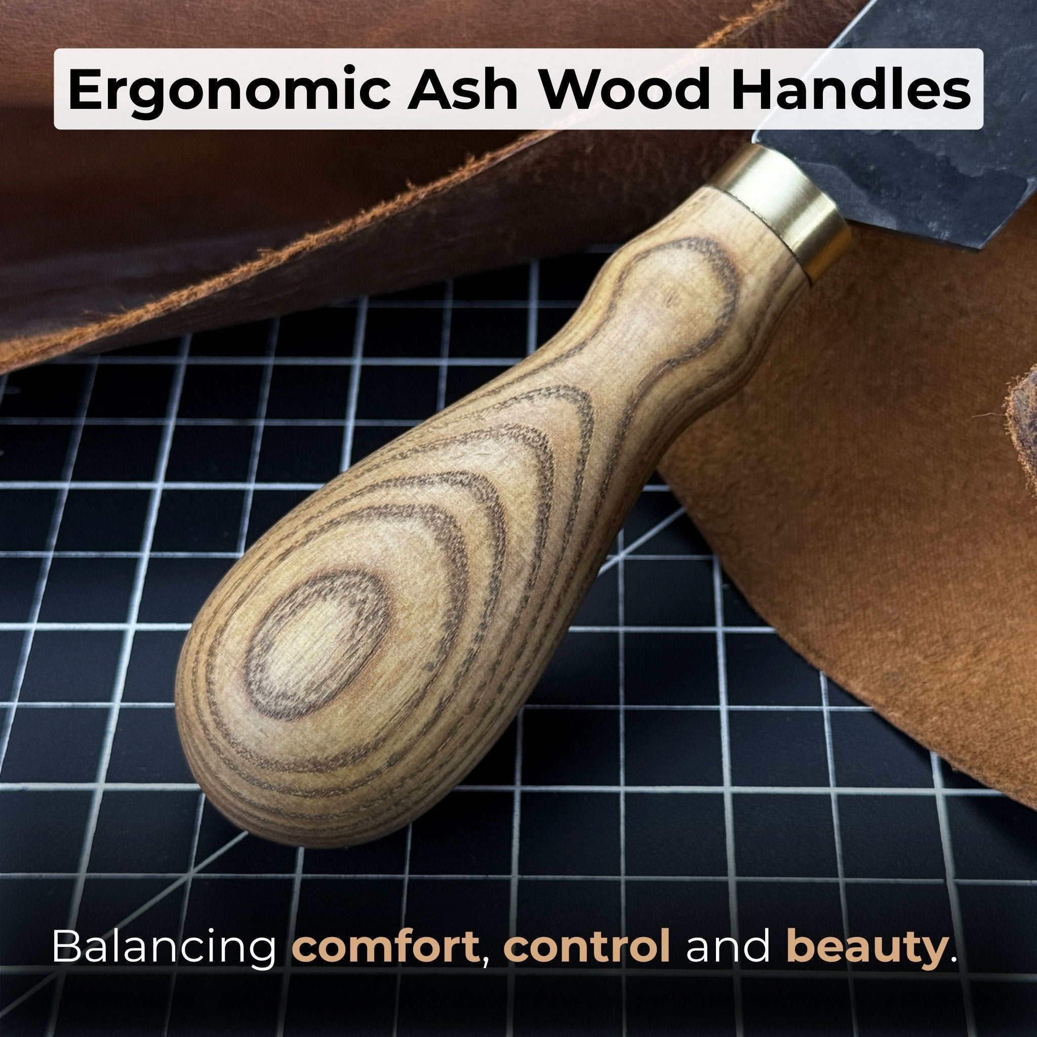 3-Piece Leatherworking Knife Set with Leather Sheaths