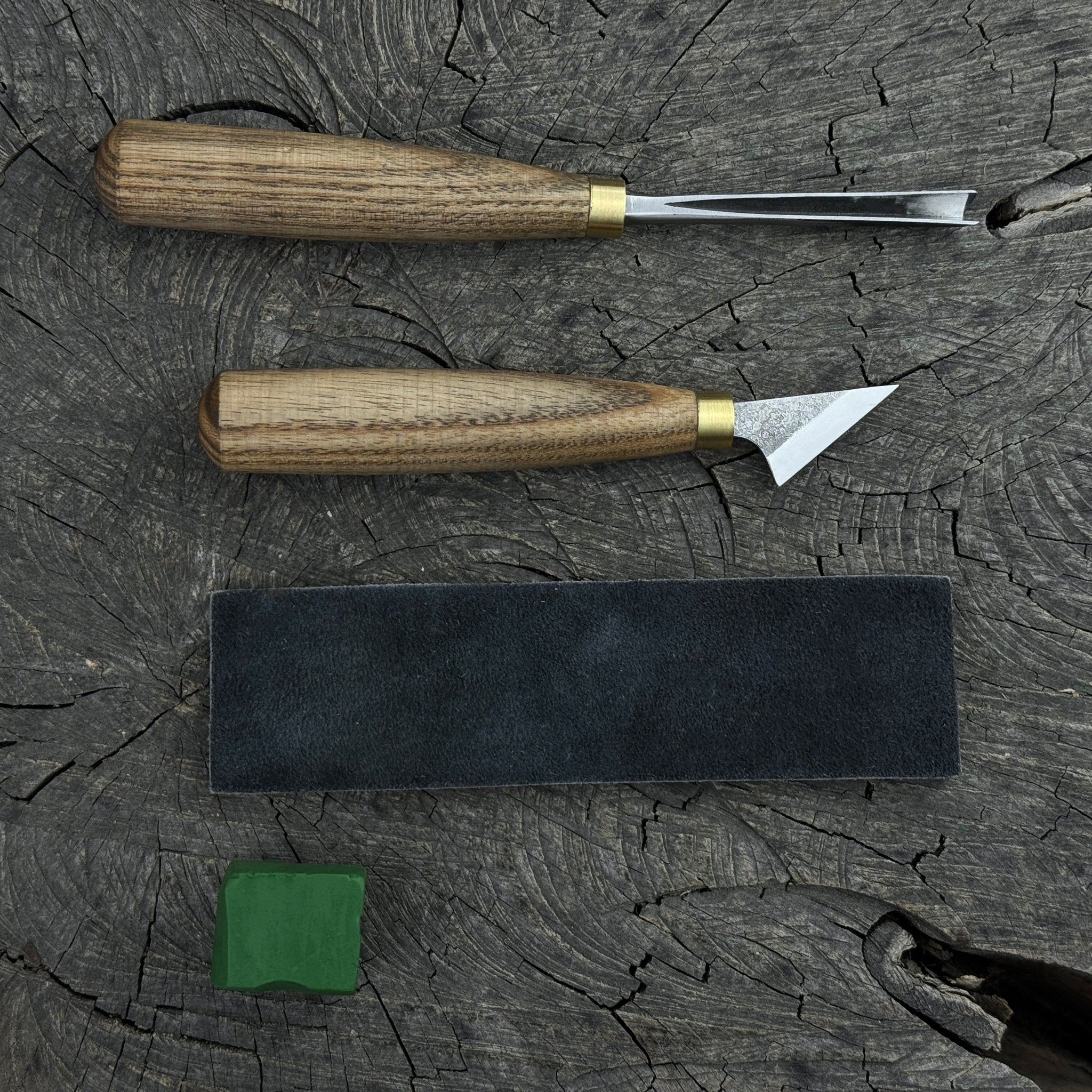 3-Piece Wood Carving Tool Set with Leather Strop