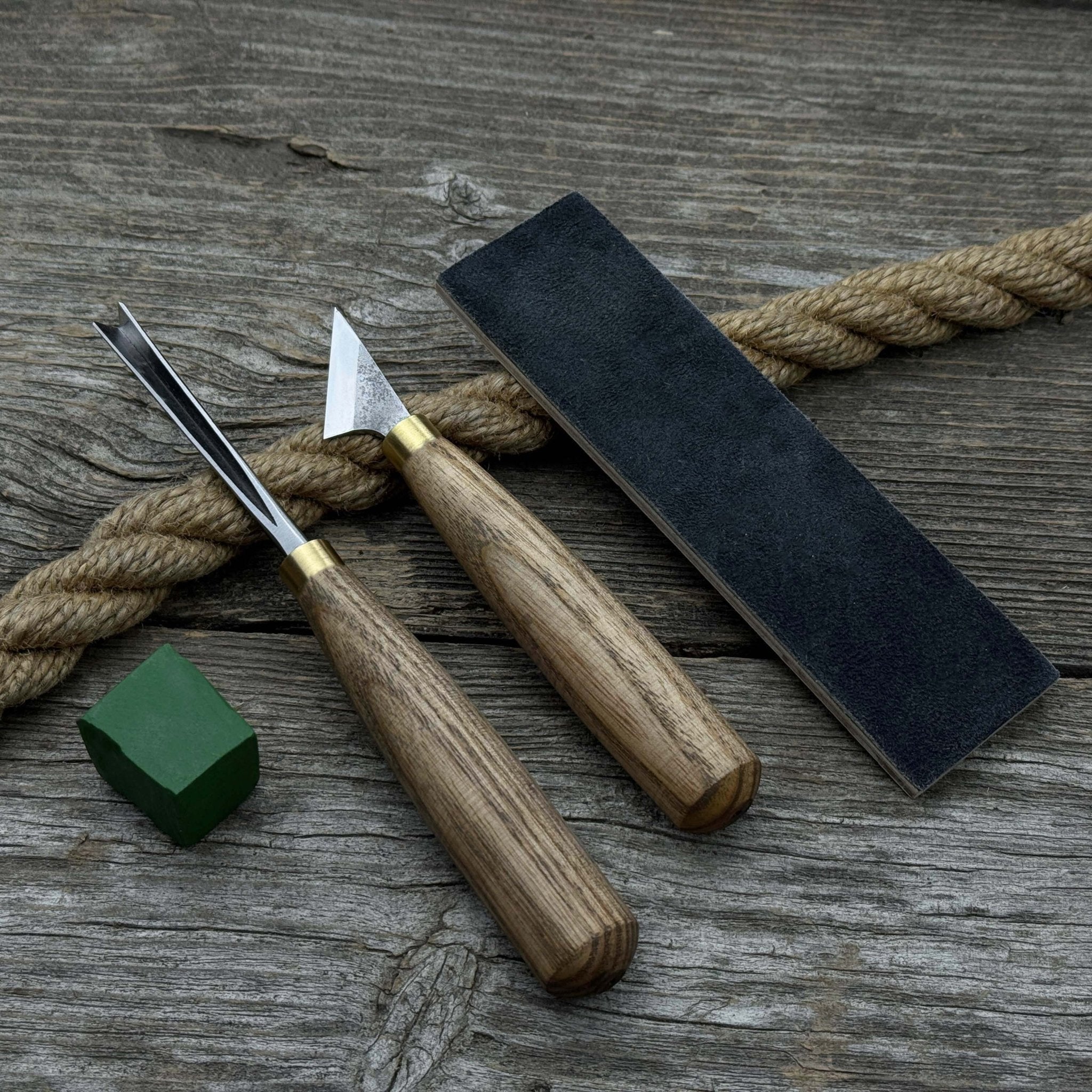 3-Piece Wood Carving Tool Set with Leather Strop