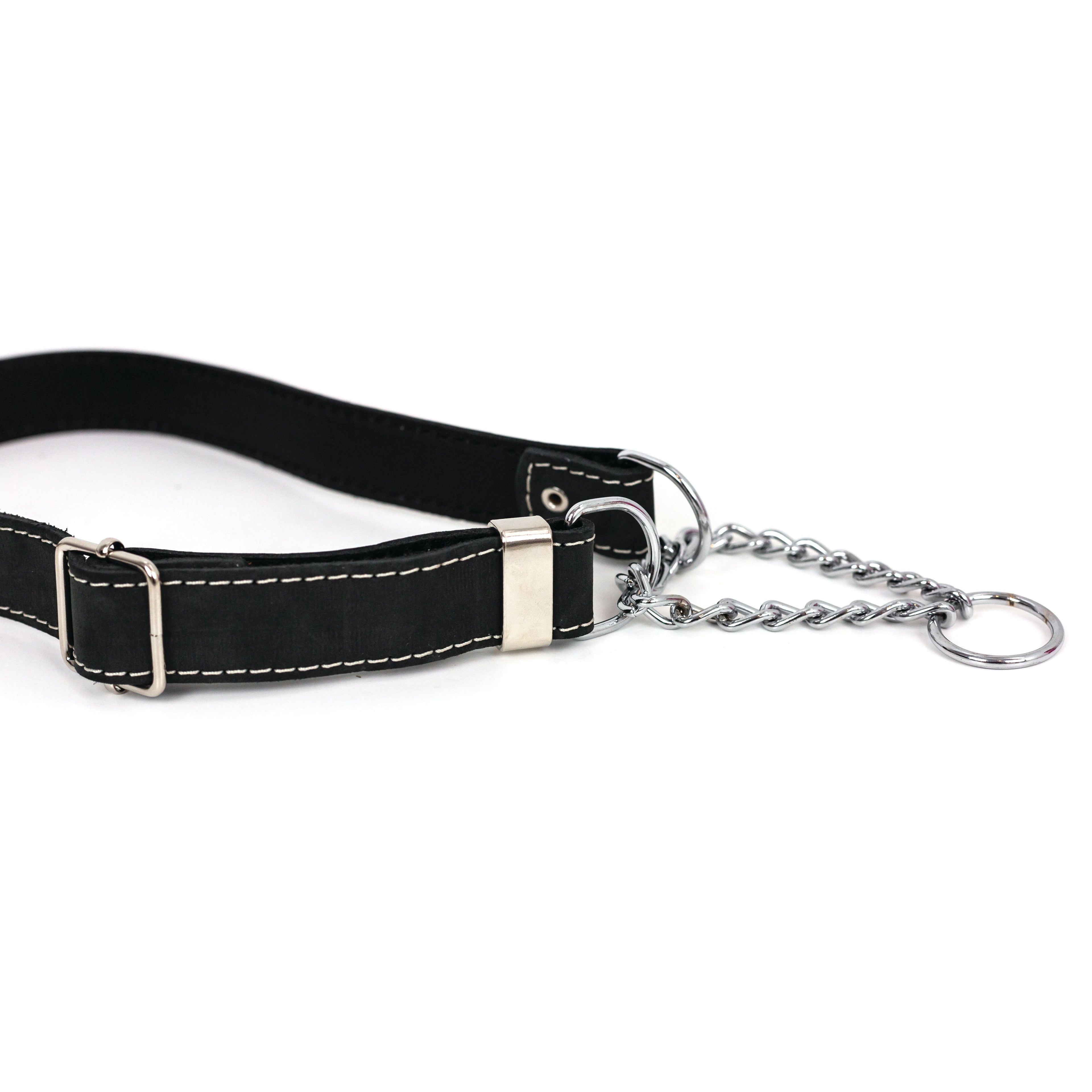 Martingale Midnight Black Leather Dog Collar