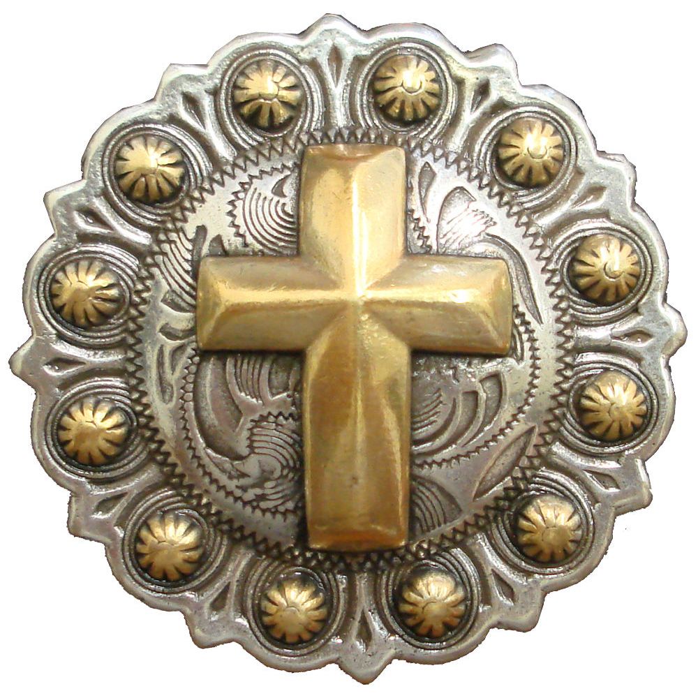AJ Tack Gold Cross Berry Concho